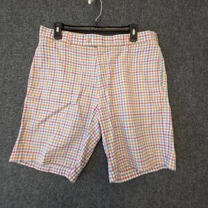 Peter Millar Shorts‎ Mens 34 Multicolor Plaid Cotton Chino Golf Casual Pockets